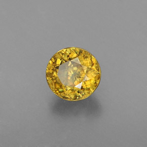 Esfena amarelo natural 0,42ct, corte redondo, VS