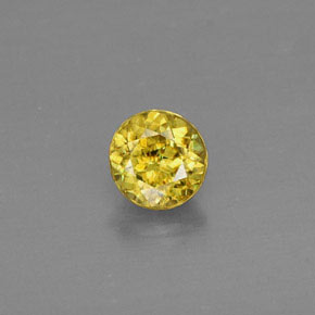 Esfena amarelo natural 0,50ct, corte redondo, VVS-VS