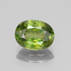 Esfena Verde Dourado Natural 1.52ct, Corte Oval, VS-SI