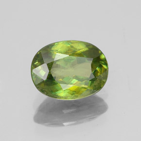 Esfena Verde Dourado Natural 1.52ct, Corte Oval, VS-SI