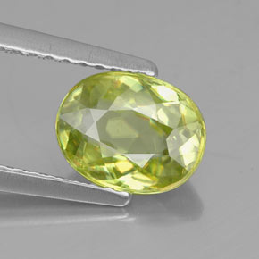 Esfena verde natural 1,52ct, corte oval, VS