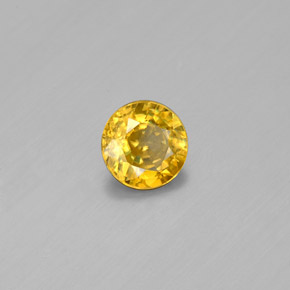 Esfena amarelo natural 0,48ct, corte redondo, SI