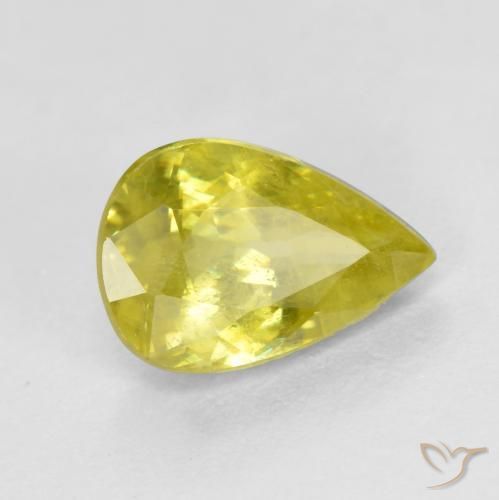 Esfena Amarelo cibernético Natural 1.11ct, Formato de pêra, VS-SI