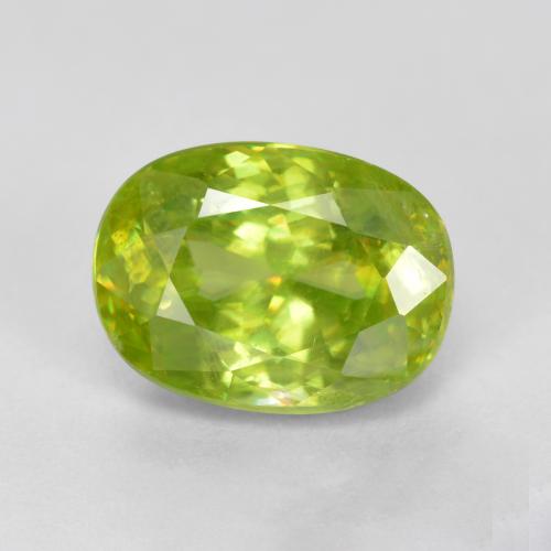 Esfena amarelo natural 1,97ct, corte oval, SI