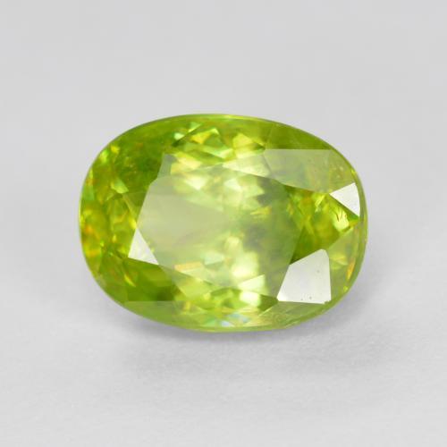 Esfena amarelo natural 1,97ct, corte oval, SI