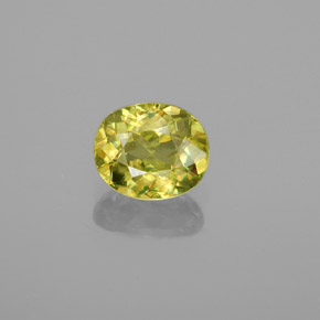 Esfena Verde Dourado Natural 0.83ct, Corte Oval, VS