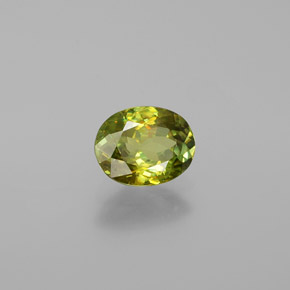 Esfena Verde Dourado Natural 1.39ct, Corte Oval, VS
