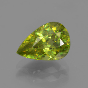Esfena Verde Dourado Natural 1.90ct, Formato de pêra, VS