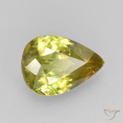 Esfena Verde médio Natural 1.89ct, Formato de pêra, VS