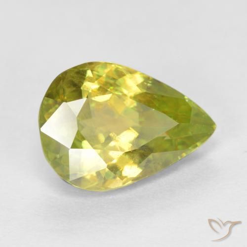 Esfena amarelo médio Natural 1.93ct, Formato de pêra, VS