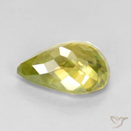 Esfena amarelo médio Natural 1.93ct, Formato de pêra, VS