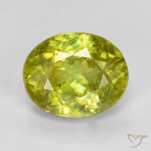 1.74ct Natural Verde amarelo Esfena, oval, SI