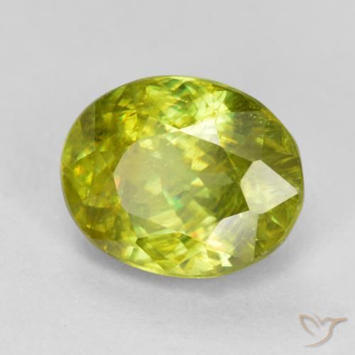 Esfena Verde amarelo Natural 1.74ct, oval, SI