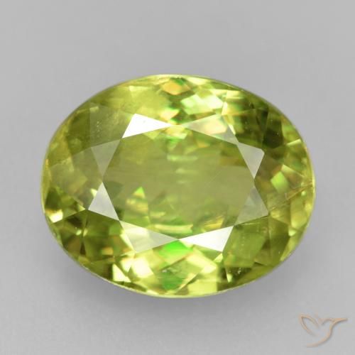 Esfene verde de 3,72 quilates, corte oval de 10,6 x 8,6 mm do Sri Lanka, Photo A
