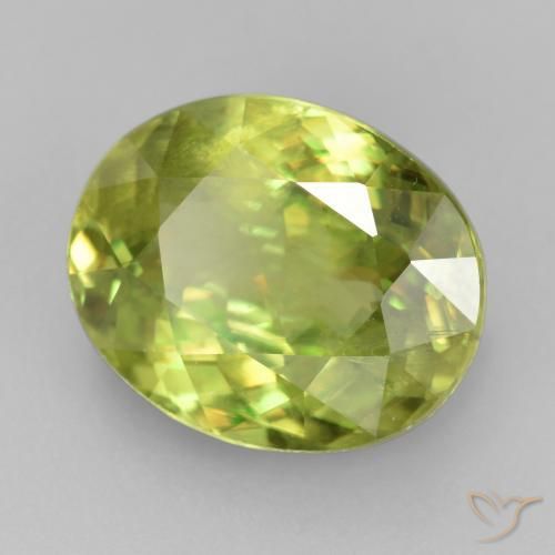 Esfena verde natural 3,72ct, corte oval, VS