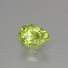 Esfena verde natural 1,18ct, formato de pêra, VS-SI