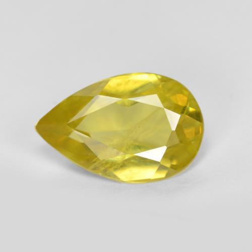 Esfena amarelo natural 1,38ct, formato de pêra, VS-SI