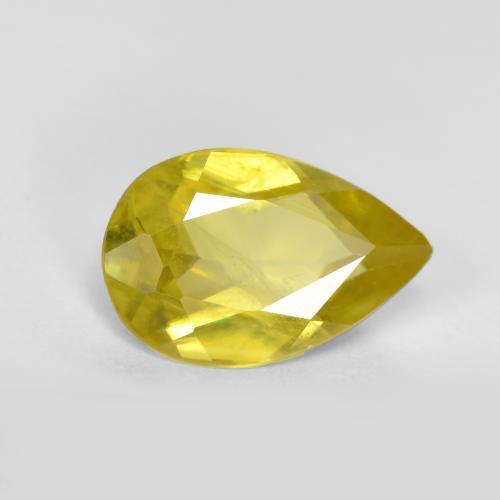 Esfena amarelo natural 1,38ct, formato de pêra, VS-SI