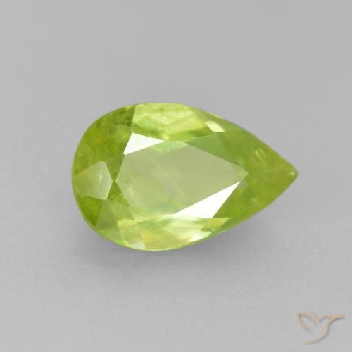 Esfena Amarelo Limão Brilhante Natural 1.19ct, Formato de pêra, VS-SI