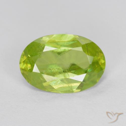 Esfeno amarelo de 1,46 ct, corte oval de 8,9 x 6,1 mm do Sri Lanka, Photo A