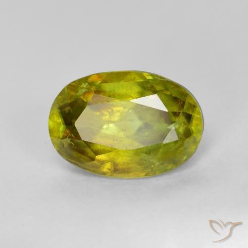 Esfena amarelo médio Natural 1.40ct, oval, SI