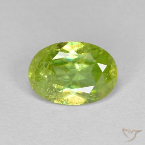 Esfena amarelo natural 1,24ct, corte oval, SI