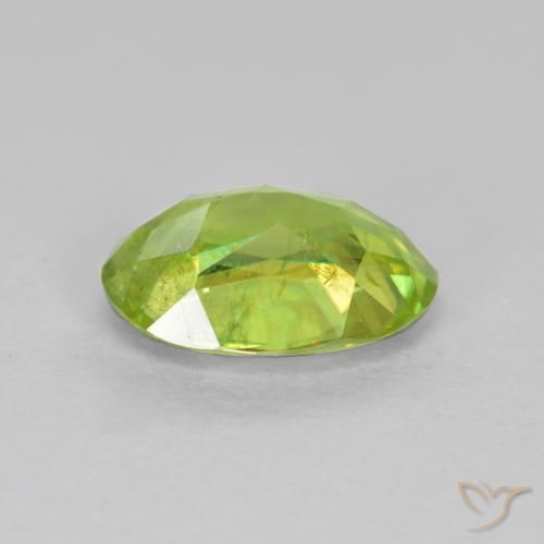 Esfena amarelo natural 1,24ct, corte oval, SI