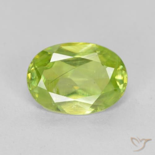 0.98ct Natural Verde amarelado vivo Esfena, oval, VS-SI