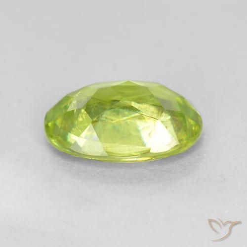 Esfena Verde amarelado vivo Natural 0.98ct, oval, VS-SI
