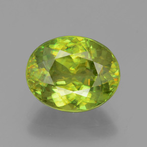 Esfena verde natural 3,12ct, corte oval, VVS-VS