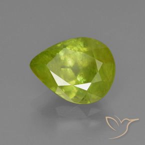 Esfena verde vivo Natural 3.09ct, Formato de pêra, SI