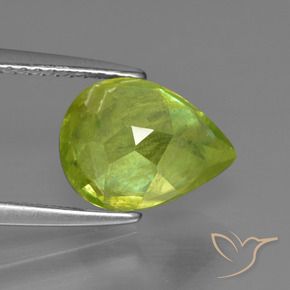 Esfena verde vivo Natural 3.09ct, Formato de pêra, SI