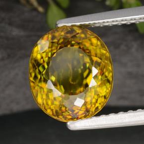Esfena amarelo natural 3,35ct, corte oval, VVS-VS