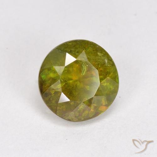 Esfena Verde amarelado Natural 0.95ct, Redondo, VS-SI