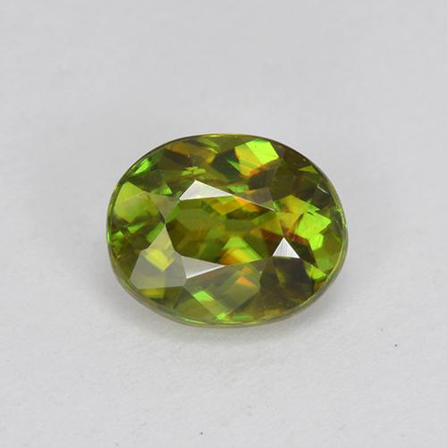 Esfena Verde floresta Natural 0.73ct, Corte Oval, VVS