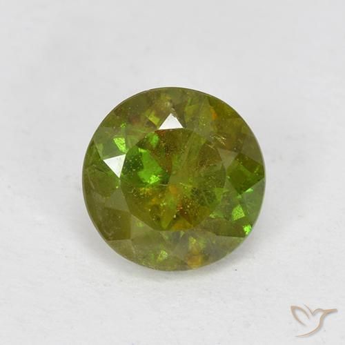 Esfena Verde Terroso Natural 0.70ct, Redondo, VS-SI
