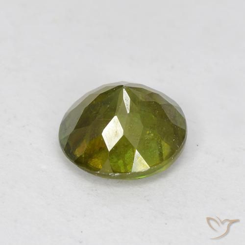 Esfena Verde Terroso Natural 0.70ct, Redondo, VS-SI
