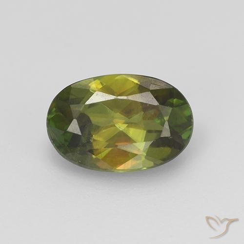 0.89ct Natural Verde médio-escuro Esfena, oval, VVS-VS