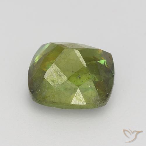 Esfena Verde Terroso Natural 1.11ct, Almofada, VS-SI
