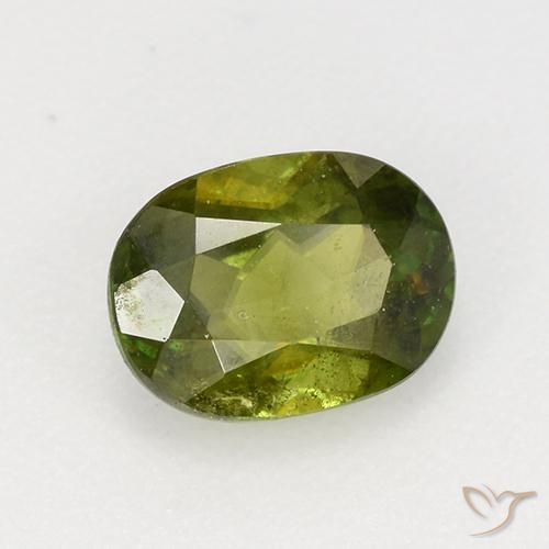 Esfena Verde médio-escuro Natural 0.81ct, oval, VS-SI