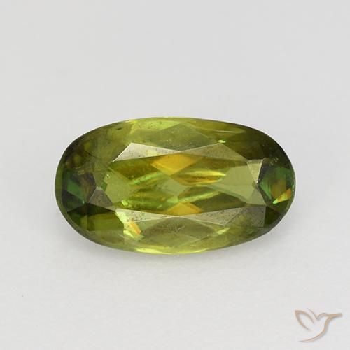 0.71ct Natural Verde médio Esfena, oval, VS-SI