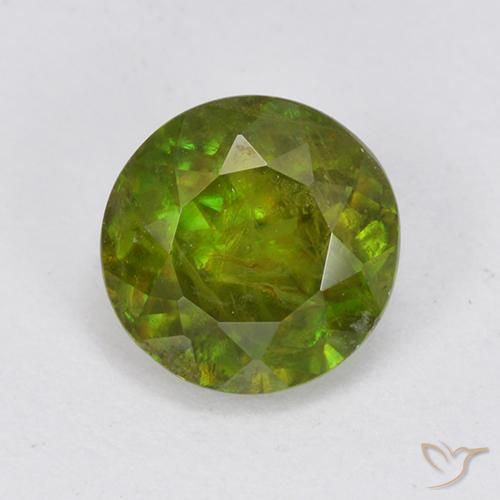 Esfena verde natural 1,21ct, corte redondo, VS-SI
