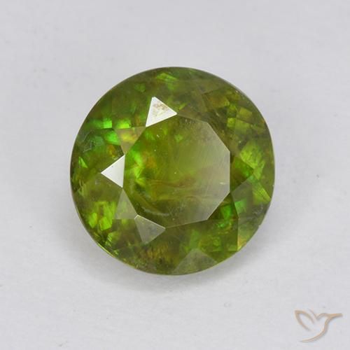Esfena verde natural 1,21ct, corte redondo, VS-SI