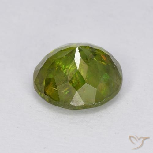 Esfena verde natural 1,21ct, corte redondo, VS-SI