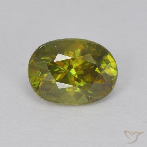 0.73ct Natural Verde médio-escuro Esfena, oval, VVS-VS
