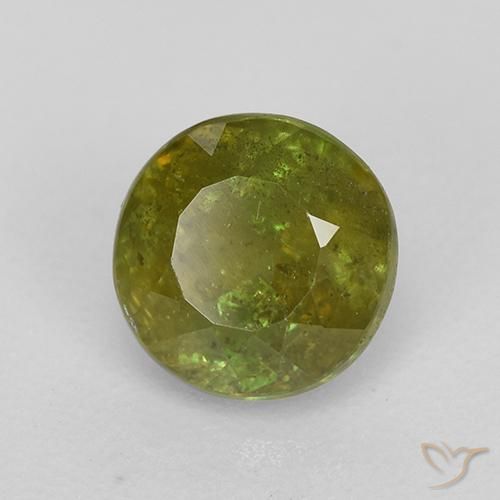 Esfena Verde Terroso Natural 0.90ct, Redondo, VS-SI