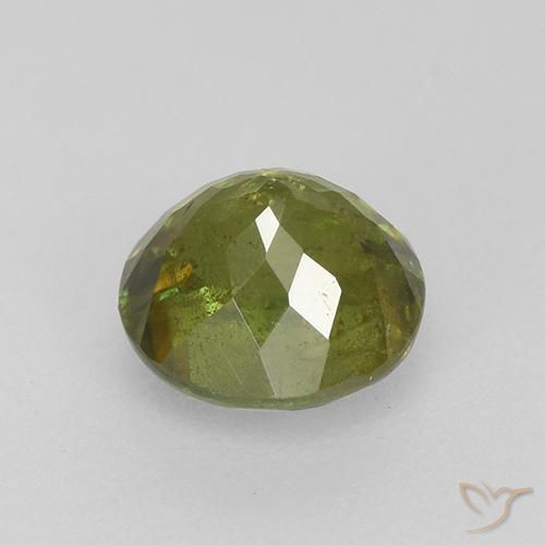 Esfena Verde Terroso Natural 0.90ct, Redondo, VS-SI