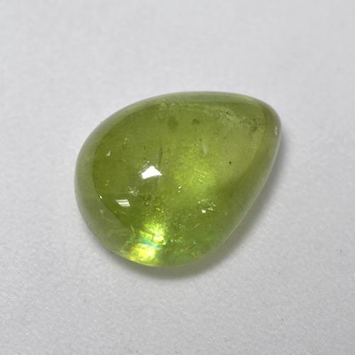 Esfena verde natural 3,29ct, formato de pêra, transparente