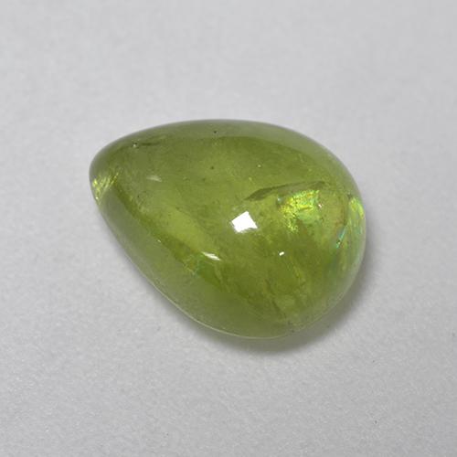 Esfena verde natural 3,29ct, formato de pêra, transparente