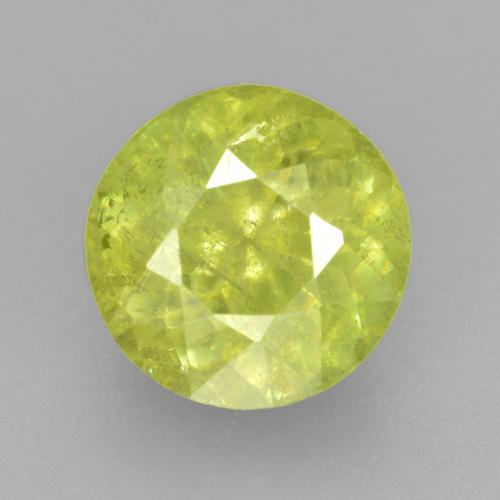 Esfena amarelo natural 1,23ct, corte redondo, VS-SI